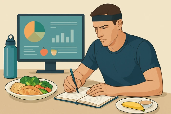 Athlete planning performance macros for endurance, recovery, and training energy.