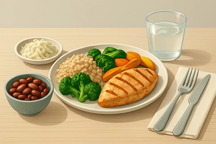 Balanced meal with fermented food designed to support mental clarity and stable energy.