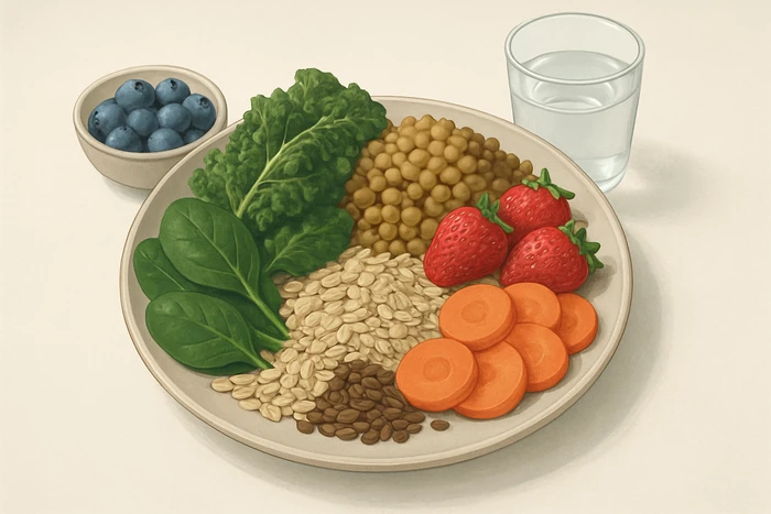 Fiber-rich foods supporting digestion and safe detoxification pathways.