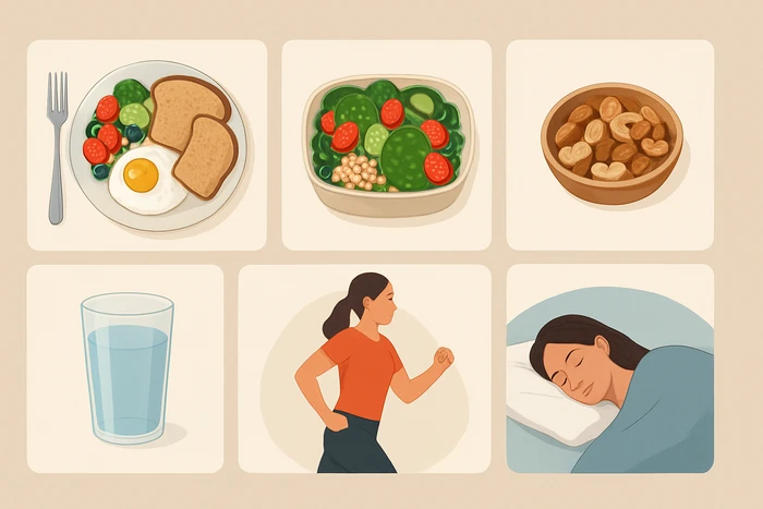 Safe detox reset day with balanced meals, hydration, gentle movement, and sleep.