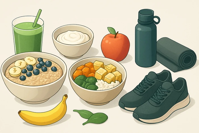 Vegan pre-workout and post-workout meals for energy and recovery.
