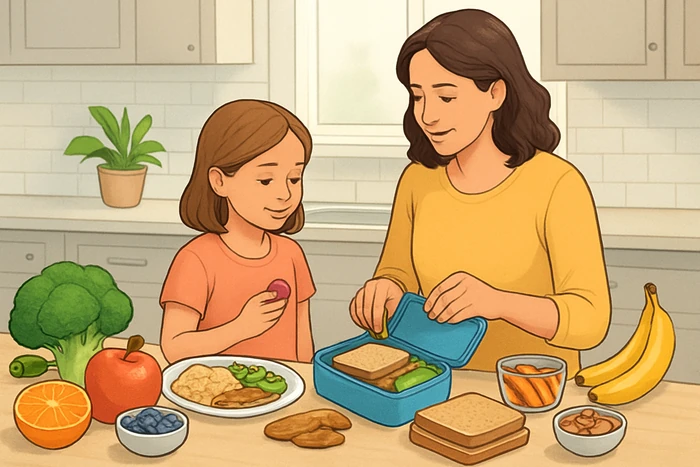 Structured children’s meal plan with balanced foods for growth and development.