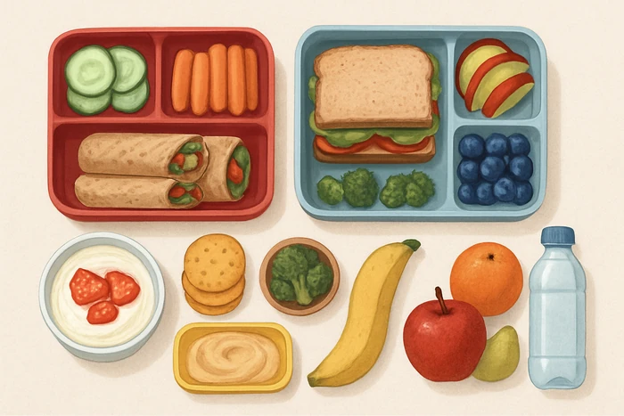 Balanced children’s lunchbox and snack ideas for school-day energy.