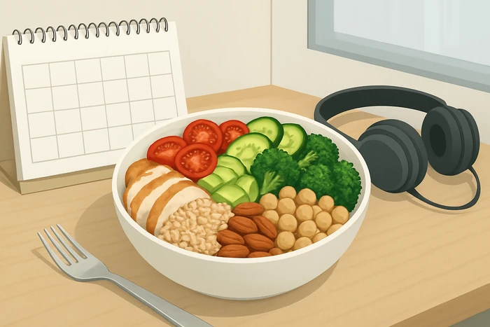 Balanced lunch bowl designed for busy professionals between meetings.