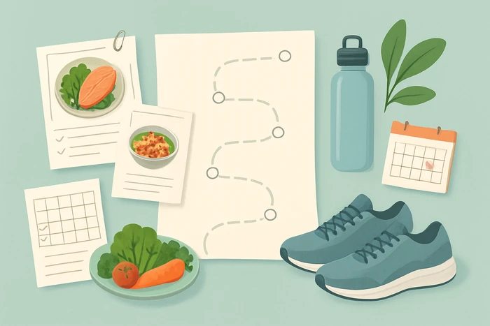 Personalized healthy habits roadmap connecting meal planning with daily routines.