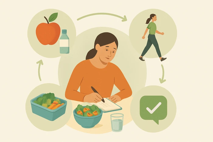 Healthy habit loop showing how cues, routines, and rewards support behavior change.