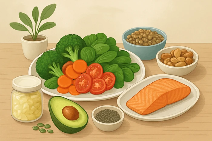 Balanced meal supporting blood sugar stability and metabolic resilience.